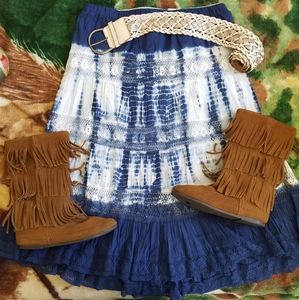 NWT Avenue Hand Dyed Blue Skirt Size 14 16